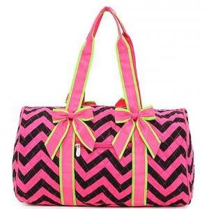 11/17 Monogrammed Chevron Quilted Large Duffle /..