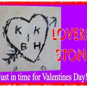 Lovers Stone In Tree Carving Style Ceramic Plaque..