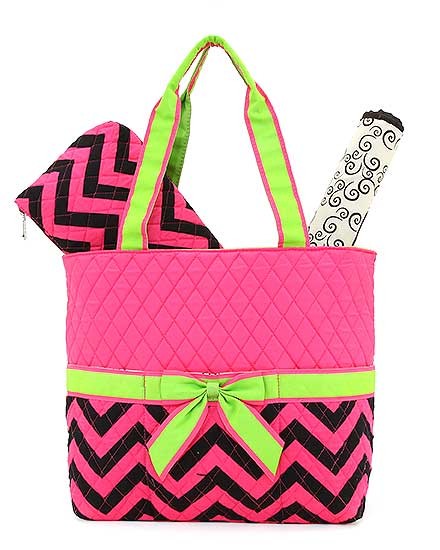 Monogrammed 3 Piece Quilted Chevron Diaper Bag~~trendy~~