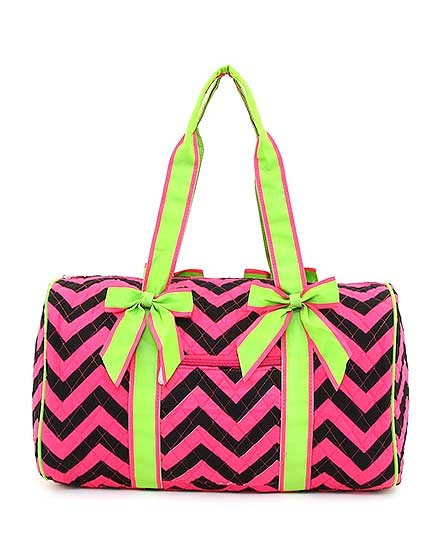 11/17 Monogrammed Chevron Quilted Large Duffle / Overnight / Weekend / School Bag