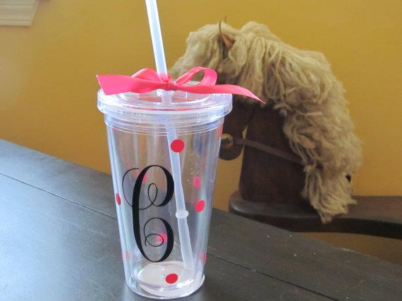 Cute Cup With Lid And Straw Customized To Your Very Own Initial.