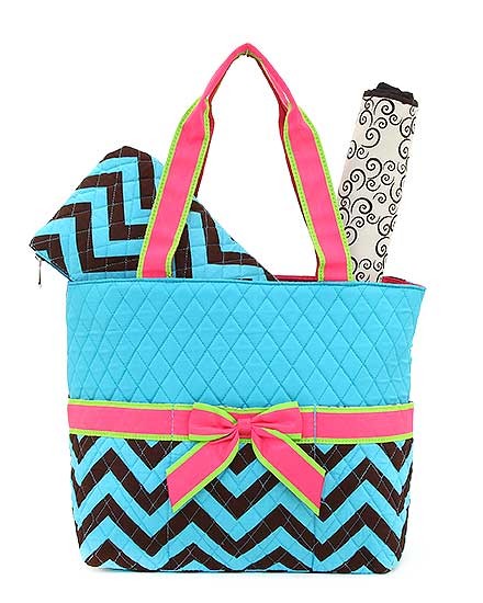 Monogrammed 3 Piece Quilted Chevron Diaper Bag~~Trendy~ on Luulla