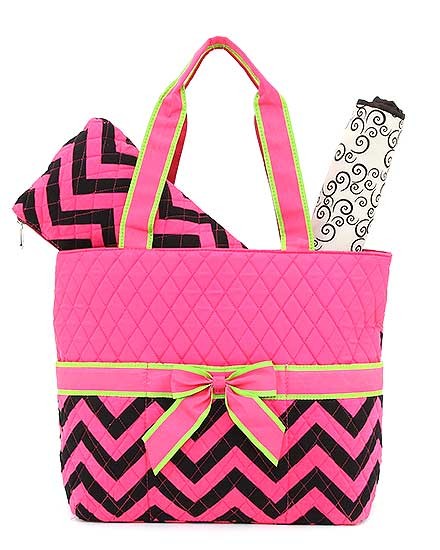 Monogrammed 3 Piece Quilted Chevron Diaper Bag~~Trendy~~ on Luulla
