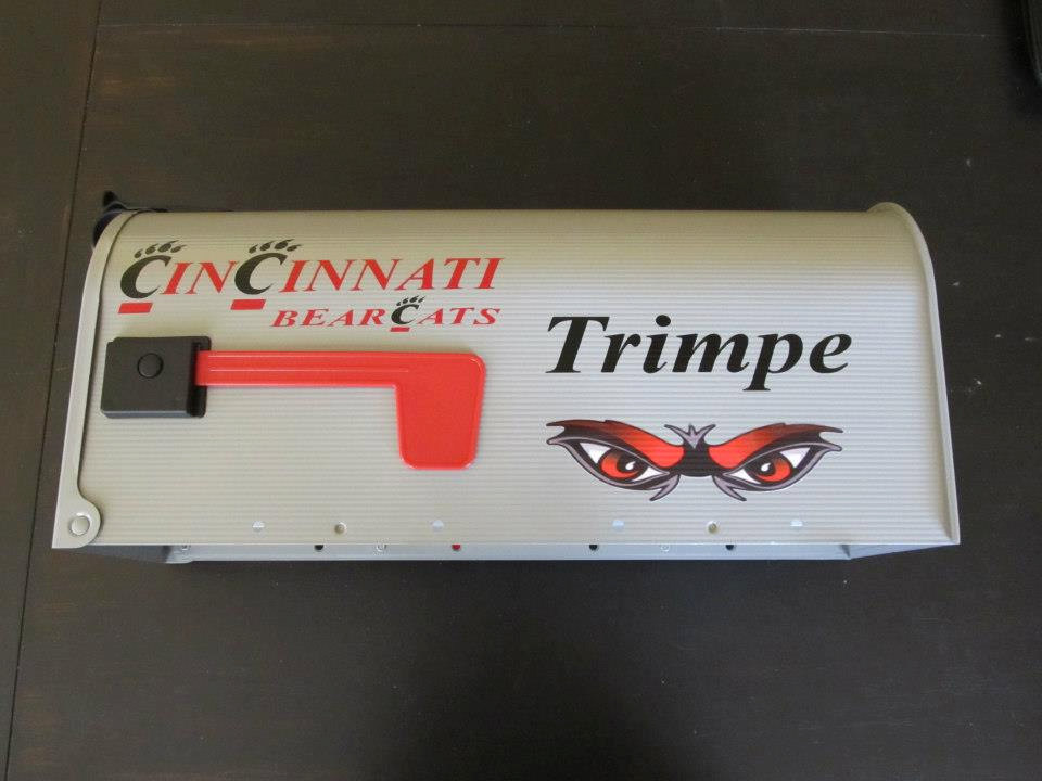 Cincinnati Bearcats Custom Mailbox, Mailbox Is Usps Approved Postmaster White Steel Standard